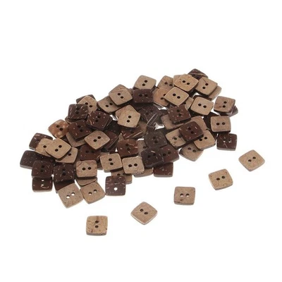 100pcs Coconut Shell 2 Holes Wooden Square Buttons Embellishments DIY Crafts - Image 1 of 4