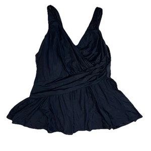 Vintage Miraclesuit Plus 22W Einteiler Badekleid mit Rock Soft Cup Wickeloptik schwarz A2 - Bild 1 von 4