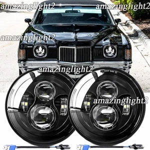 Fit Pontiac Grand Prix 1971 1972 1973 1974 1975 Black 7" Round led headlights - Picture 1 of 13
