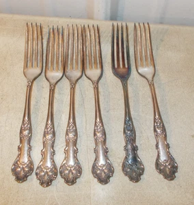 6 CHARTER OAK DINNER Forks 1847 Rogers Bros XS Triple NO MONOGRAM - Picture 1 of 2