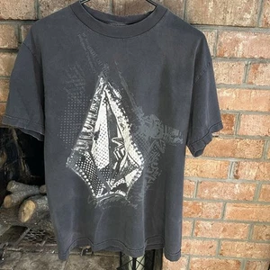 Vintage Y2K Volcom Black T-Shirt Medium Distressed Logo Graphic Skate Surf Style - Picture 1 of 5