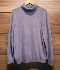 Womens Lands End Lt Blue Cashmere Oversized Turtleneck Sweater Sz L - Picture 1 of 7