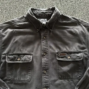 Carhartt Oakman Work Shirt Mens L Heavy Button Up Canvas Workwear S09MOS - Picture 1 of 15