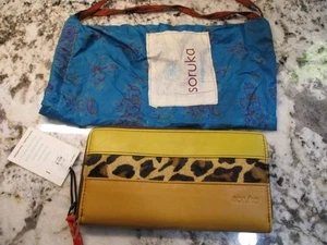 NUEVA CARTERA DE CUERO MULTICOLOR DORADA LEOPARDO ARTESANAL SORUKA - Imagen 1 de 5