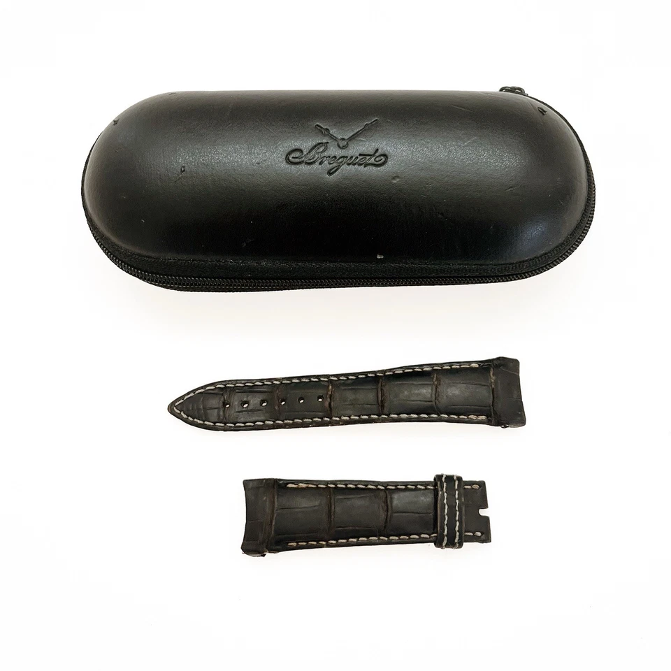 Correa de reloj Breguet genuina de cuero de cocodrilo marrón oscuro 22 mm x 18 mm Foto 1 de 4