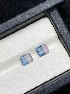 Bi Color schöner natürlicher Turmalin loser Edelstein 2 Stck. 2,75 ct Smaragdschliff - Bild 1 von 6
