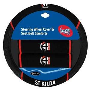 AFL Steering Wheel Cover/Seat Belt Cover Set - St Kilda Saints ACAFLSTKACC - Picture 1 of 1