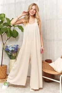 Feminine Ruffle Shoulder Jumpsuit with Tie Back and Pockets - Picture 1 of 5