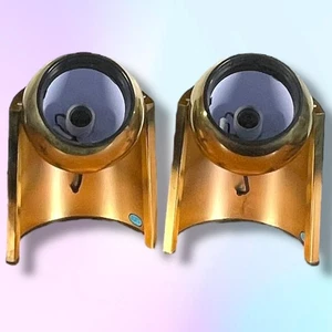 VTG 1970s MCM Underwriters Brass Eyeball Orb Stage Lamp Table Light Pair (2) - Picture 1 of 14