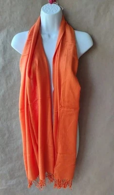 Bufanda Naranja Bufanda Larga Otoño Flecos Estilo Pashmina Ropa Accesorio Foto 1 de 2