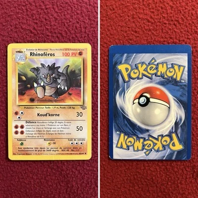 Pokemon Miscut Error Rhydon French Jungle Unlimited 45/64 LP - Image 1 of 4