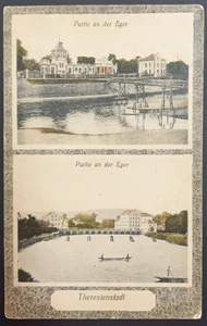 1917 EGER RIVER VIEW Theresienstadt old postcard sent by mail Bohemia - Picture 1 of 2