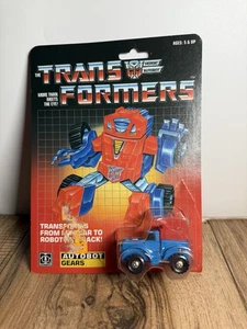 Vtg Transformers Original G1 1984 Minibot Pre Rub Gears Complete On Card Opened - Picture 1 of 14