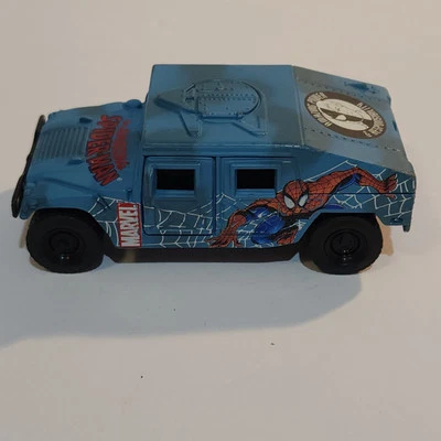 Marvel Amazing Spiderman 2002 Azul Camuflaje Hummer Pull Back Die Cast Toy Maisto 4" Foto 1 de 4