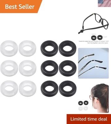6 pares de tapones de silicona blancos y negros de alta resistencia para gafas - diseño antideslizante Foto 1 de 4