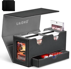 Karten Deck Box für MTG, Doppel Aufbewahrungsbox mit 2 Commander Display & 1 Würfel Tray - Bild 1 von 12