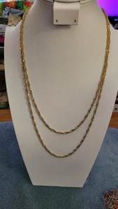 Twisted Rope Chain Gold Tone Necklace 54" Elegant Double Triple - Picture 1 of 3