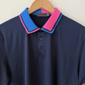 G/FORE Herren Two Tone Rib Collar Tech Jersey Golf Polo Shirt Gr. L in Twilight - Bild 1 von 10