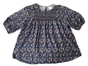 Knox Rose gesmoktes Top Damen XL blau rosa Blumen Prärie Boho Cottagecore gebraucht, in einwandfreiem Zustand - Bild 1 von 10
