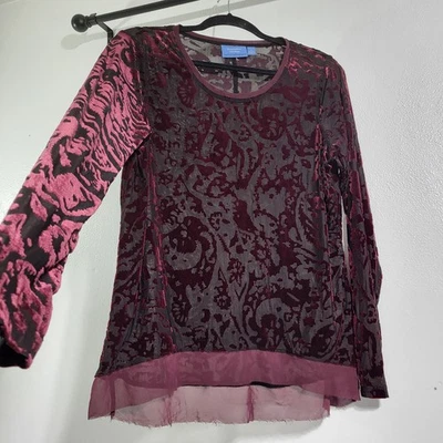 Camisa Top Grande Simply Vera Wang Terciopelo Burnout Capricho Hada Grunge Púrpura  Foto 1 de 4