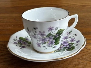 ROSINA BONE CHINA TAZZA DA TÈ TAZZA E PIATTINO VIOLETTE INGHILTERRA VINTAGE CLASSICO - Foto 1 di 12