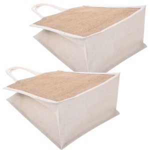 2 Stück Geschenk Tragetasche Brautjungfer Einkaufstaschen mit Griffen Sackleinen - Bild 1 von 12