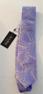 Barry Wang Paisley Purple Tie, Hand Taylor, 100% Silk, New - Picture 1 of 6