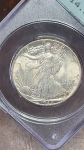 1942 Walking Liberty Half Dollar MS64 Old Rattler Holder TONED - Picture 1 of 4