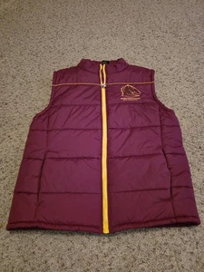 Brisbane Broncos Puffer Vest Mens Large Maroon Yellow NRL Supporter Jacket 2004 - Picture 1 of 14