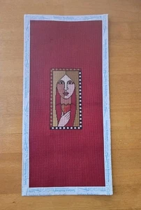 Hand Painted Needlepoint 18 ct Canvas-Lady In Red w/ Heart - Picture 1 of 3