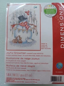 NUEVO, SIN USAR, DIMENSIONES 'JOYFUL SNOWMAN' KIT PUNTO DE CRUZ CONTADO. - Imagen 1 de 4
