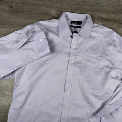 Hart Schaffner Marx Mens Size 17/33 Long Sleeve Shirt Check Pima Cotton Purple - Image 1 of 4