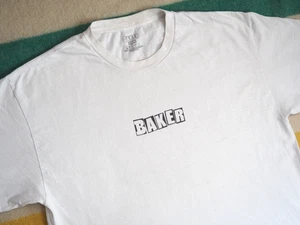 Y2k 2000s Baker Skateboards Spellout Box Logo Skate White Tee T-Shirt XL - Bild 1 von 5