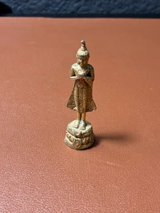 Amuleto Buddha tailandese in piedi bronzo stile Sukhothai statua miniatura 2" - Foto 1 di 4