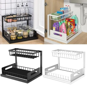Organizer Sotto Lavello e Portaoggetti,con Cassetto Scorrevole 2 Livelli Home Scaffale Organizer - Foto 1 di 20