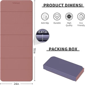 7-fach Yogamatte 70"X24" - 1/2 Zoll dick faltbar Trainingsmatte, kompakt rutschfest  - Bild 1 von 7