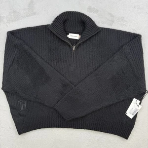Honor The Gift Pullover Damen Oversize Strick Schwarz Cropped Viertelreißverschluss Neu mit Etikett - Bild 1 von 10