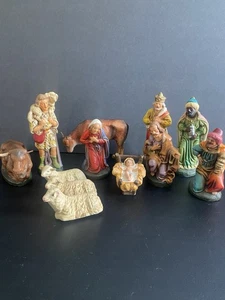SCHÖNE Vintage West Germany handbemalte Krippe 12 Figuren Ton/Gips - Bild 1 von 6