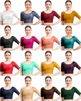 Saree Blouse Readymade stretchable Lycra Designer Sari Choli Indian crop top.