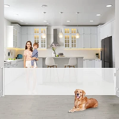 Puerta de seguridad para bebés extra ancha de 120" puertas retráctiles para bebés - beige contra arañazos y abolladuras Foto 1 de 4