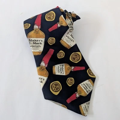 Maker's Mark Bourbon Whiskey Red Wax Dipped Bottle Design Italian Silk Necktie - Image 1 of 4