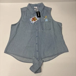 Her universe Disney Toy Story 4 Bo Peep Tie Front Sleeveless Button-Up Large - Picture 1 of 4