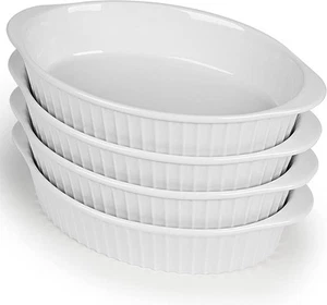 LEETOYI Porcelain Small Oval Au Gratin Pans,Set Of 4 Baking Dish Set For 1 Or 2 - Picture 1 of 12