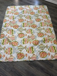Coastal Fish Comforter Reversible Twin Fish Cotton/Poly Beachy Tropical - Picture 1 of 10