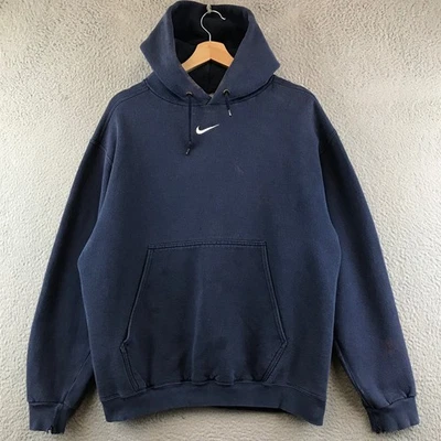 Sudadera con Capucha Nike Center Swoosh Vintage Años 90 Azul Marino Mini Cuadros Bordada M Foto 1 de 4