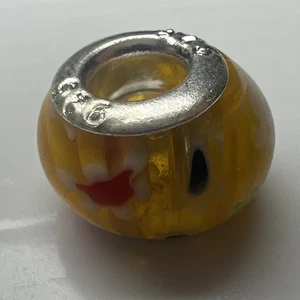 925 Sterling Silber Glas European Lampwork gelb rot blau Millefiori Blumen - Bild 1 von 7