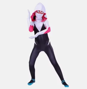 Gwen Spiderman Costume Kids Girl Spiderwoman Carnival Halloween Bodysuit Cosplay - Picture 1 of 2