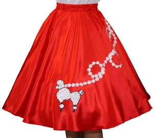 Gonna barboncino rosso in raso_taglia grande adulto_vita 35"- 41"_lunghezza 25" - Foto 1 di 2