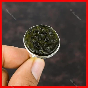 Moldavite Gemstone 925 Sterling Silver Solitaire Halloween Gift New Ring Jewelry - Picture 1 of 6