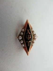 USA FRATERNITY PIN CHI PSI UPSILON . MADE IN GOLD 14K. NAMED. 750 - Picture 1 of 7